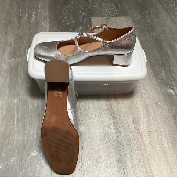 Madewell Silver Nettie Mary Jane heels Sz10.5 worn once - Picture 2 of 5